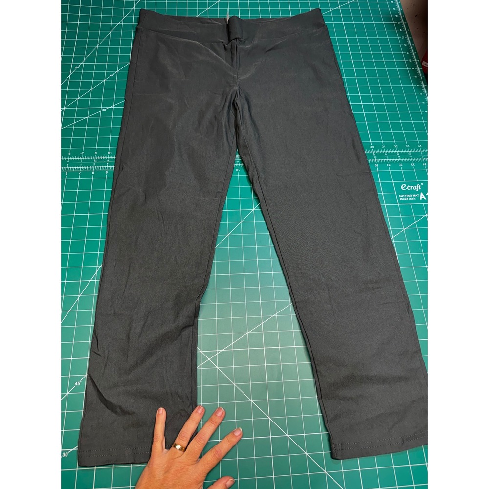 Popana Womens 2X Charcoal Gray Straight Leg Pull On Stretch Pants Made in USA